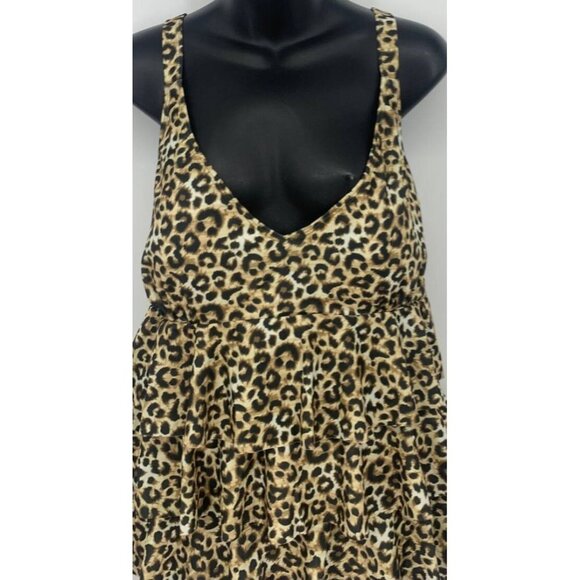 Nicole Miller Tier Tankini Swimsuit Women Plus Size 1X Cheetah Brown NWT New B88 - Picture 3 of 12